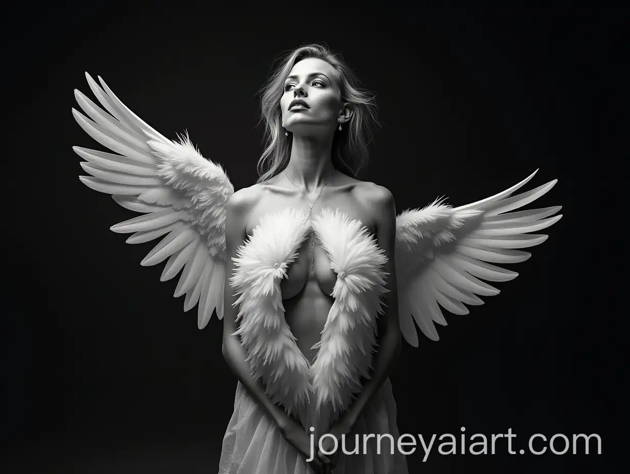 Surreal-Swan-Woman-Photograph-with-Feather-Display