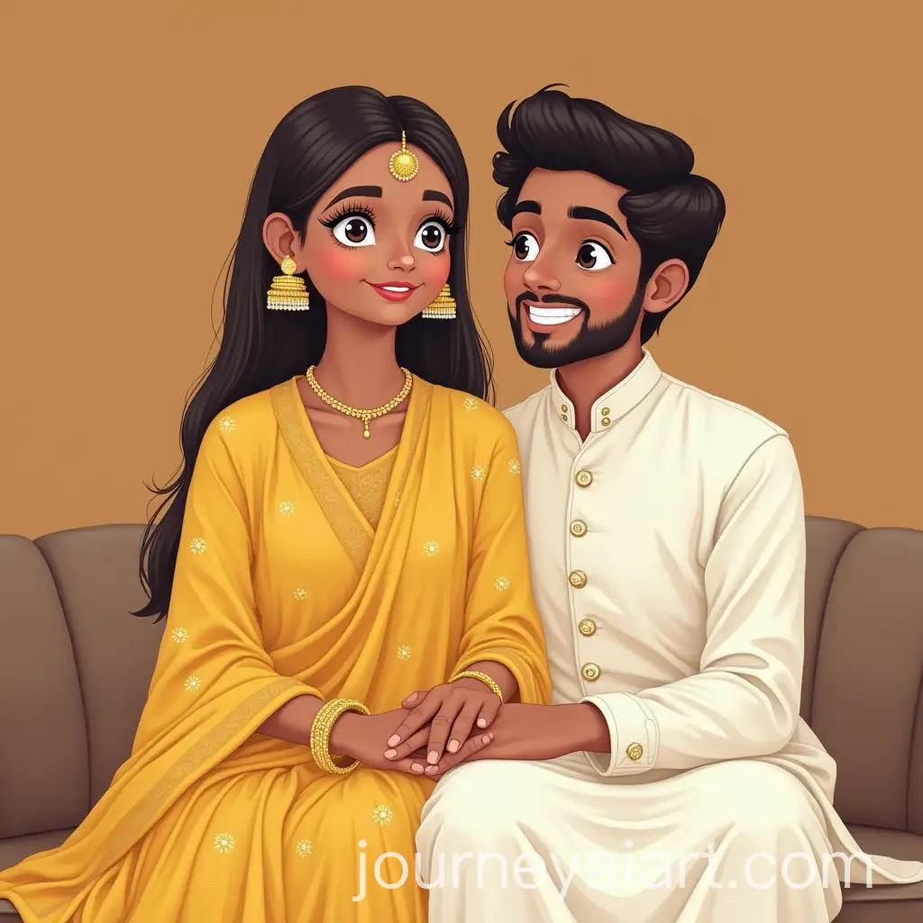 Elegant-Wedding-Couple-in-Cotton-Jamdani-Saree-and-Silk-Punjabi