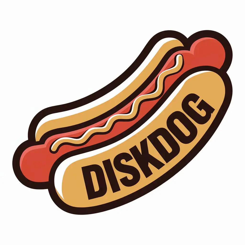 a vector logo design,with the text "DiskDog ", main symbol:hotdog,Moderate,be used in Restaurant industry,clear background