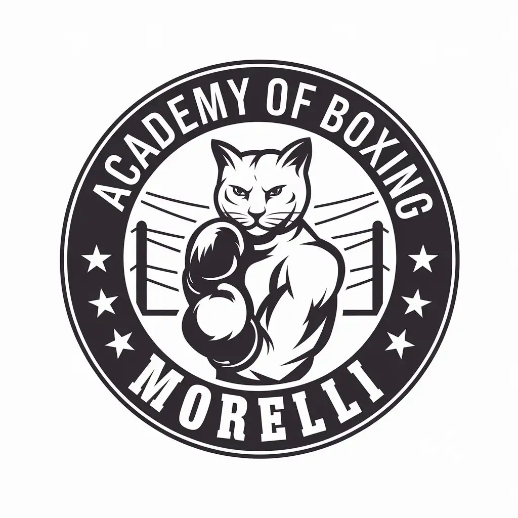 LOGO Design for Academy of Boxing Morelli Fighter Cat Ring with Moderado Style for Deportes y Fitness Industry