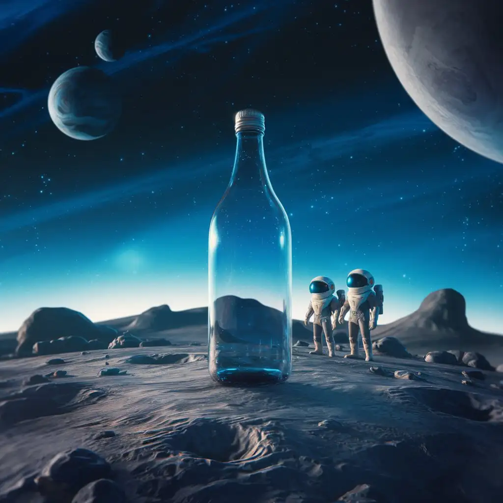 Astronauts-and-3D-Special-Effects-with-a-Bottle-in-Space-Background