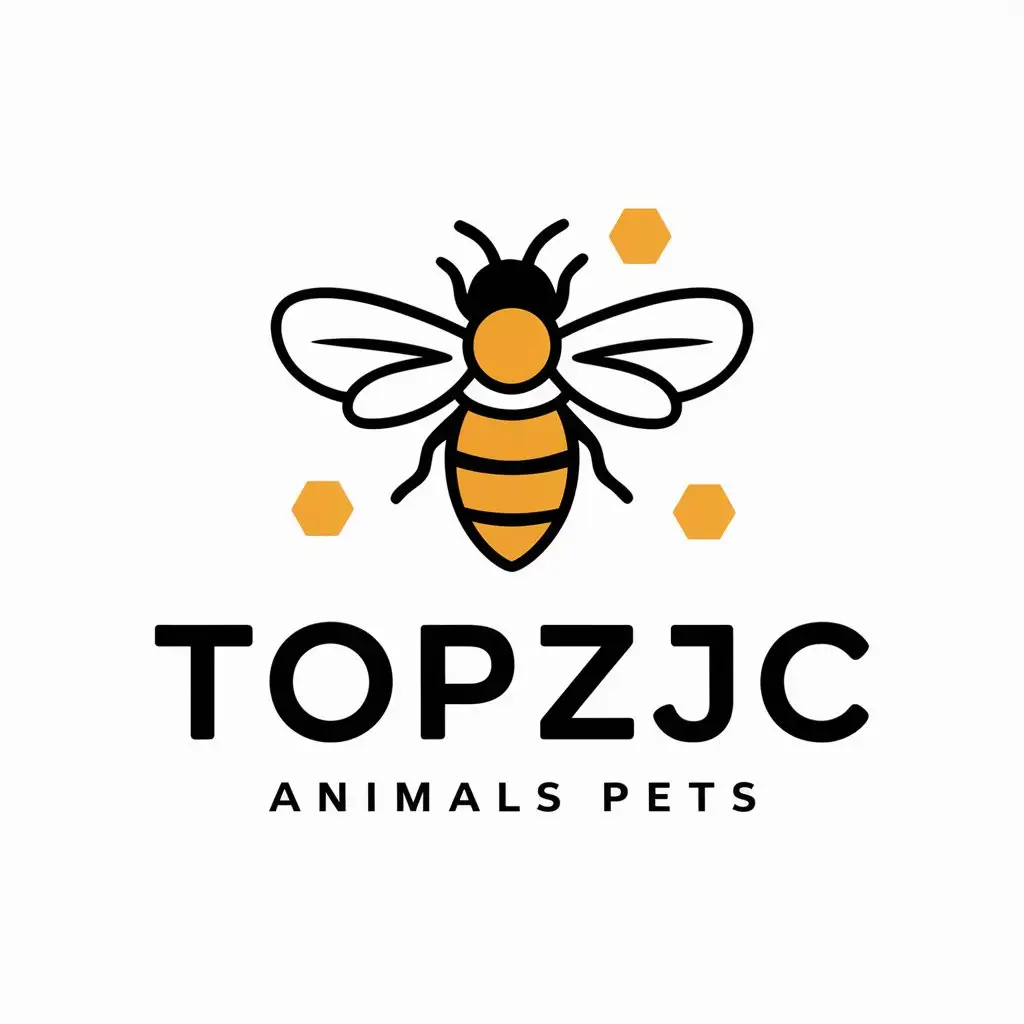 a vector logo design,with the text "TOPZJC", main symbol:bees,Moderate,be used in Animals Pets industry,clear background