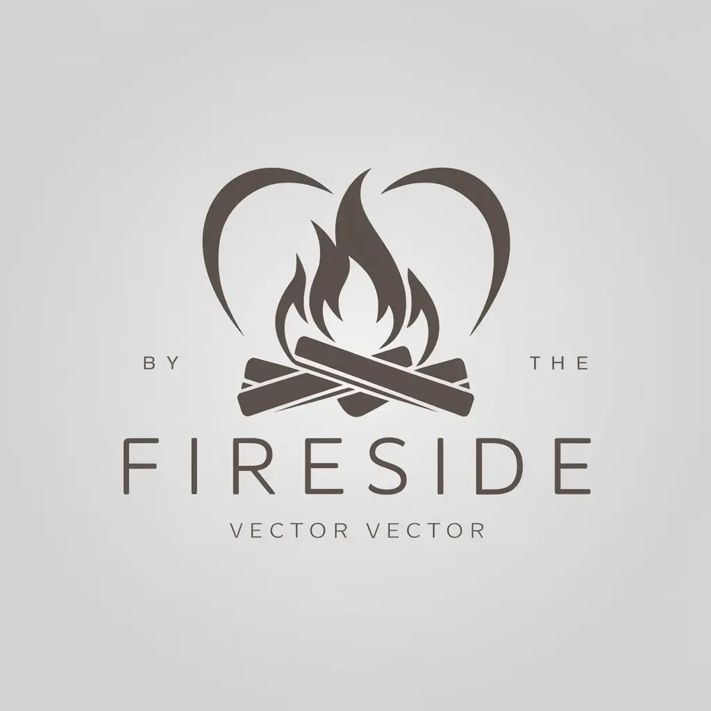 LOGO Design for By the Fireside Minimalistic Campfire Fire and Heart Symbol for Home Family Industry