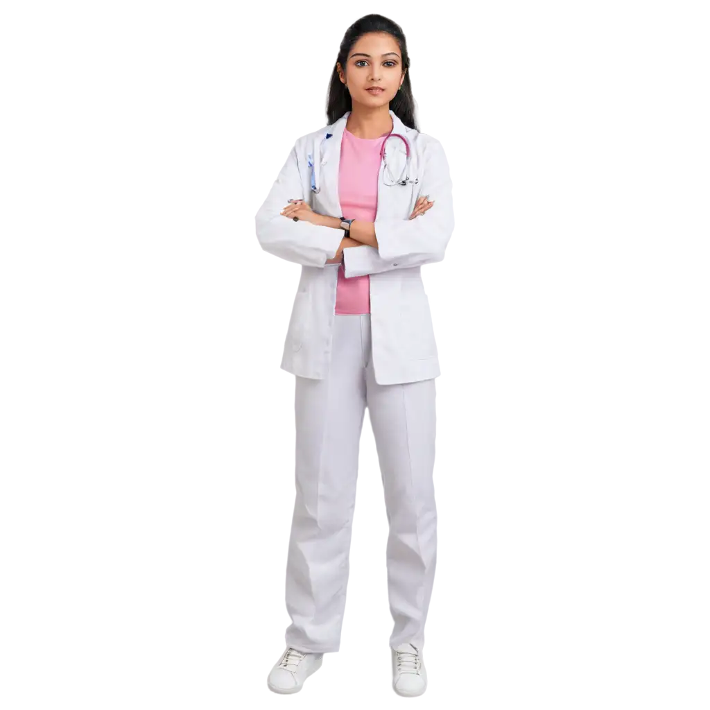 Indian-Young-Woman-in-Doctor-Outfit-PNG-Professional-Medical-Image-for-Various-Uses