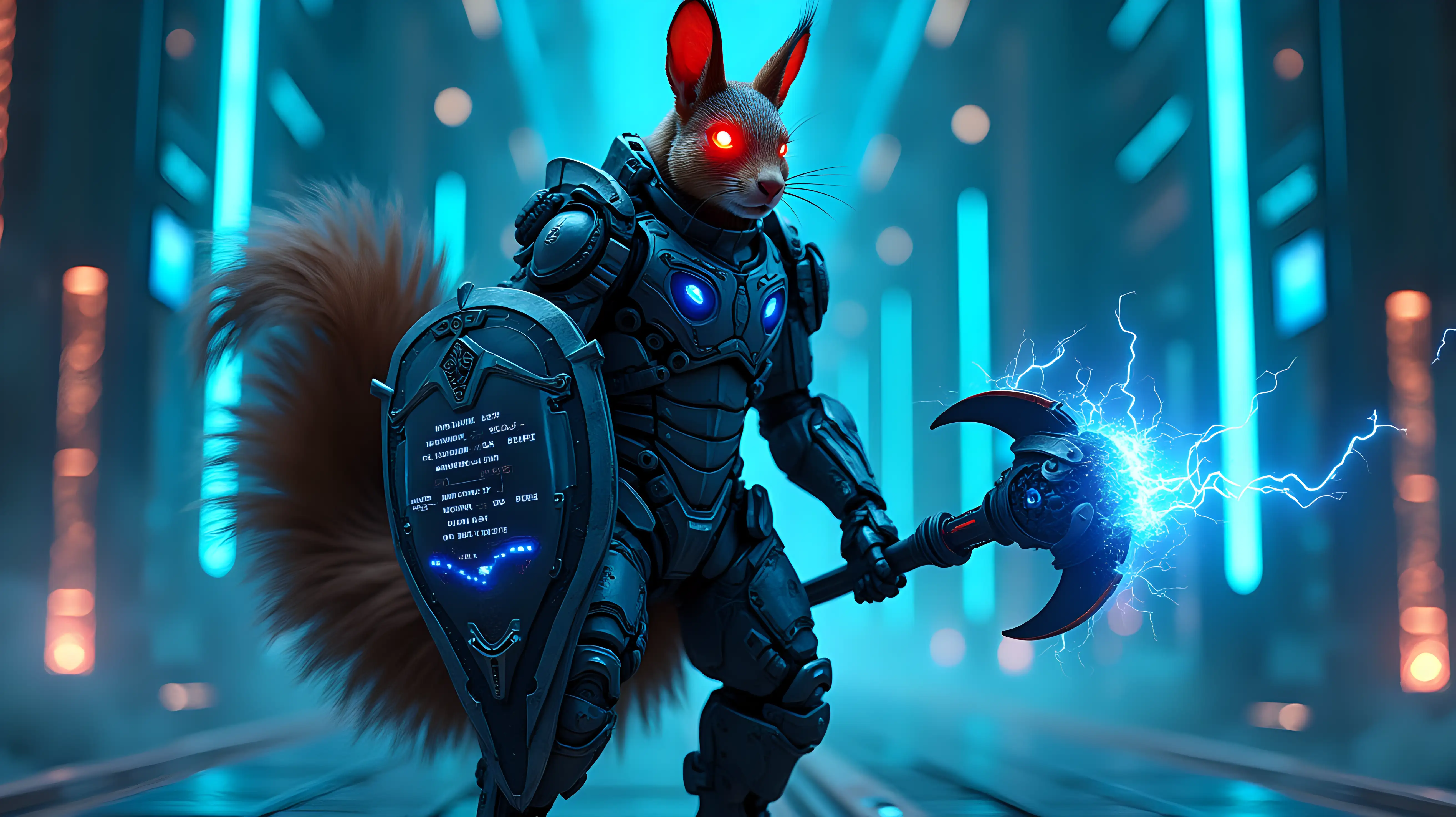 Cybernetic-Squirrel-Knight-in-HighTech-Armor-with-Futuristic-Weapons