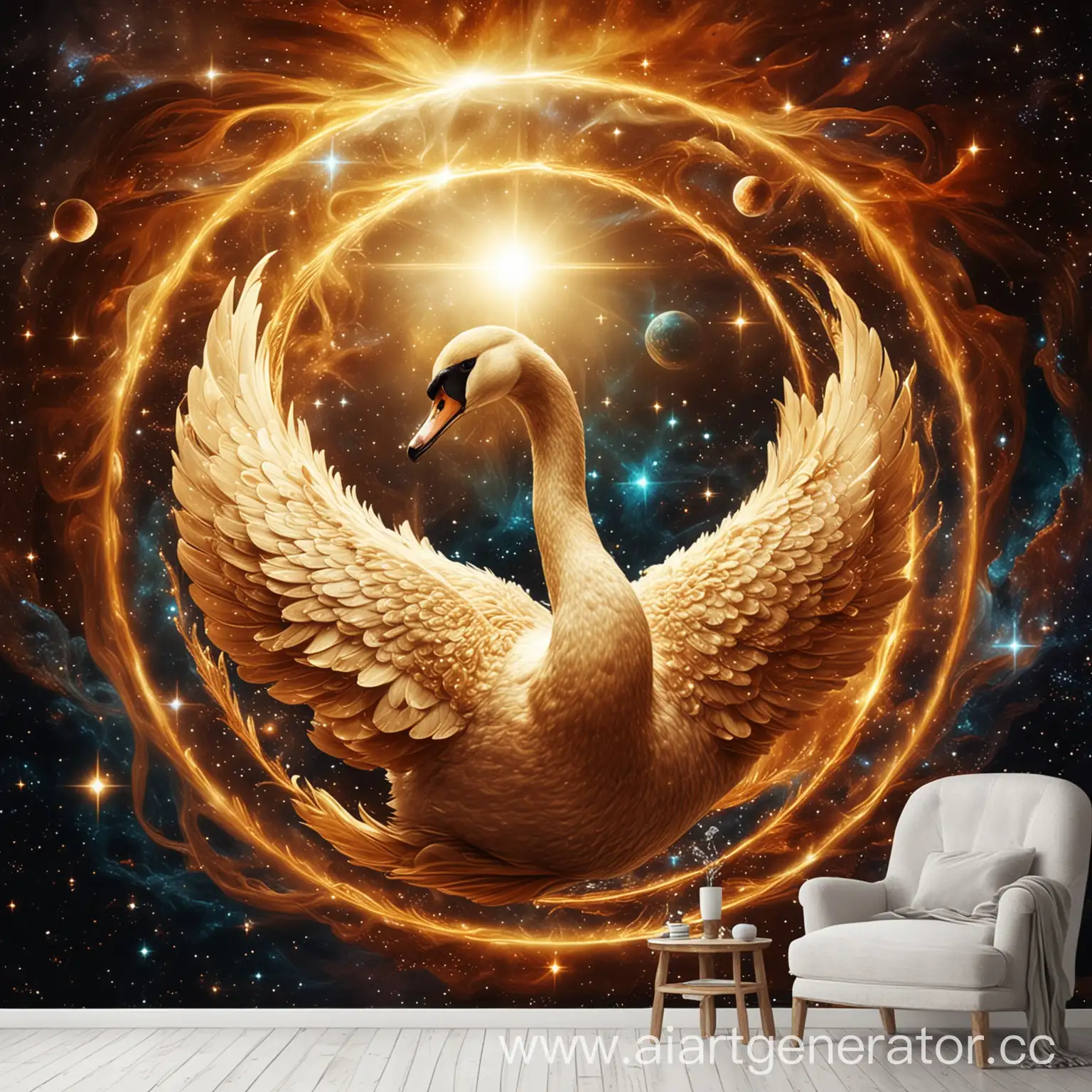 golden swan in astral space