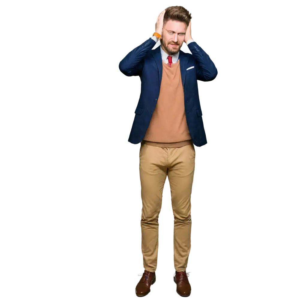 Frustrated-Man-with-Hand-on-Head-in-Formal-WearPNG-Image-Prompt-Analysis-PNG-Image-for-Professional-Use