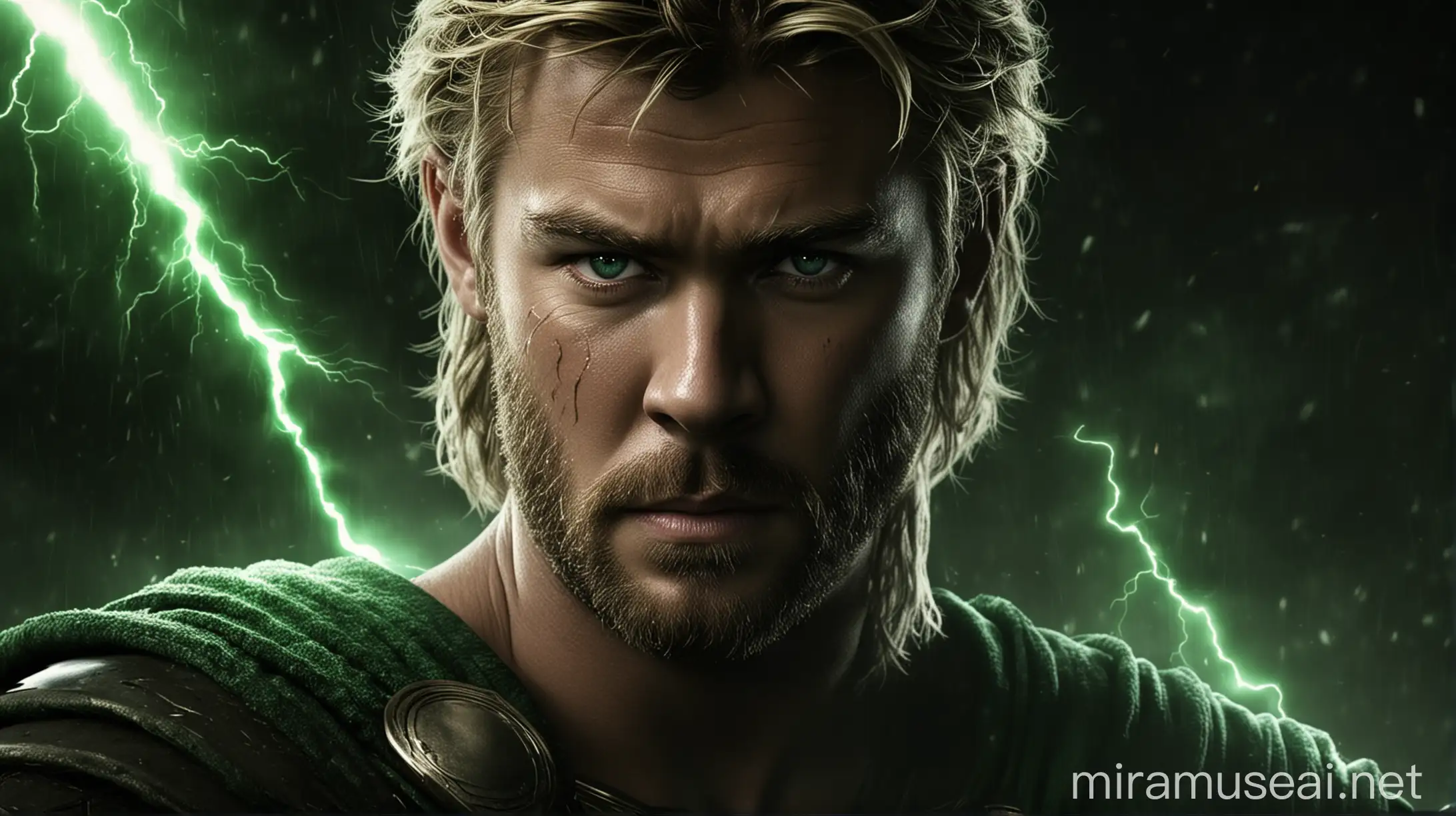 Chris Hemsworth in THOR 5 Movie Poster with Green Lightning