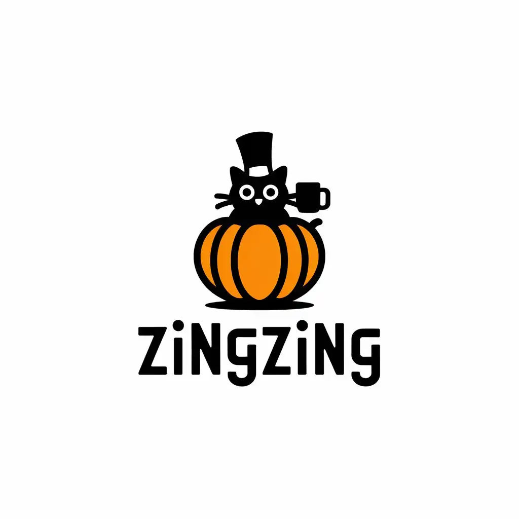 LOGO-Design-For-Zingzing-Playful-Cat-and-Mug-Symbol-for-Restaurant-Branding