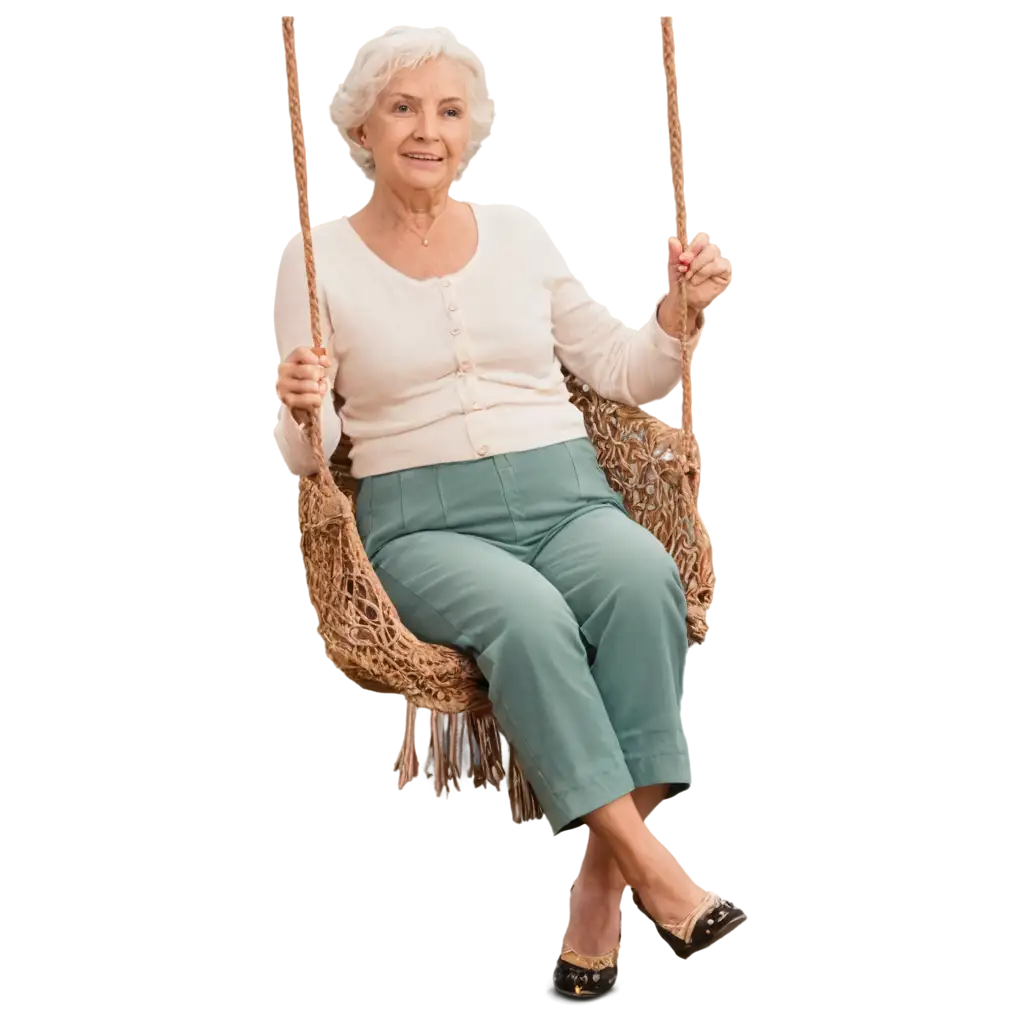 Elderly-Lady-Sitting-on-a-Swing-Chair-Captivating-PNG-Image-for-Online-Delight