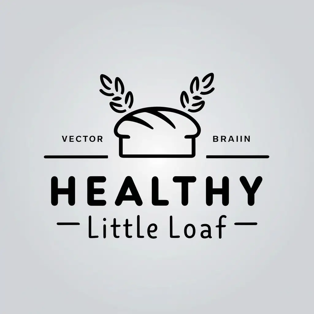 a vector logo design,with the text "healthy little loaf", main symbol:bread and ears of grain,Minimalistic,clear background