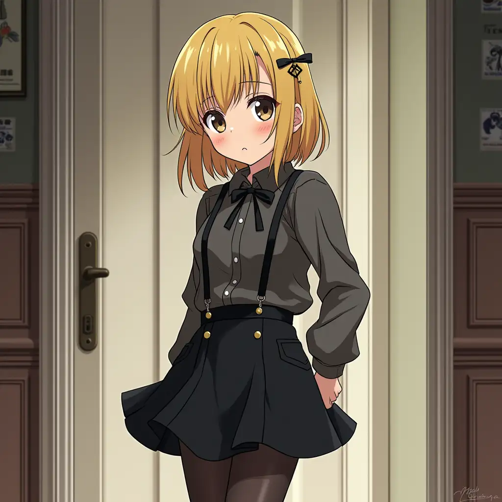 Sinister-Yet-Adorable-Anime-Girl-with-Blond-Bob-Cut-in-Gothic-70s-Style-Clothing