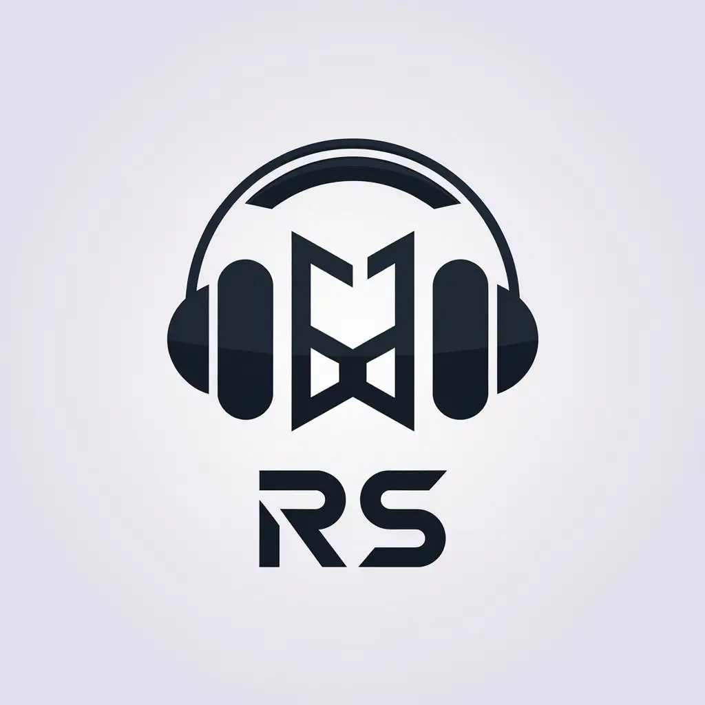 a vector logo design,with the text "RS", main symbol:game headphones,Minimalistic,be used in Entertainment industry,clear background