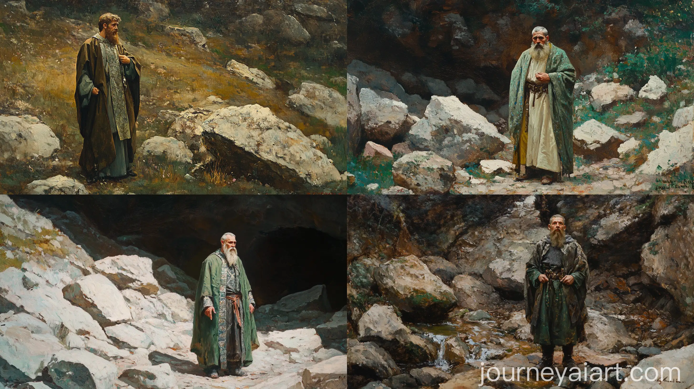 Fantasy-Dwarf-Priest-in-Steel-and-Green-Robes-Amid-Savannah-Hills