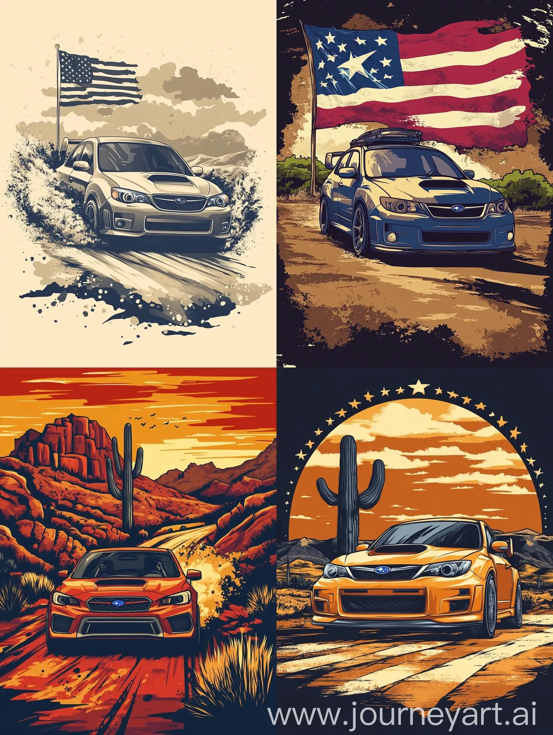 Cartoon-Cowboy-Subaru-WRX-TShirt-Design