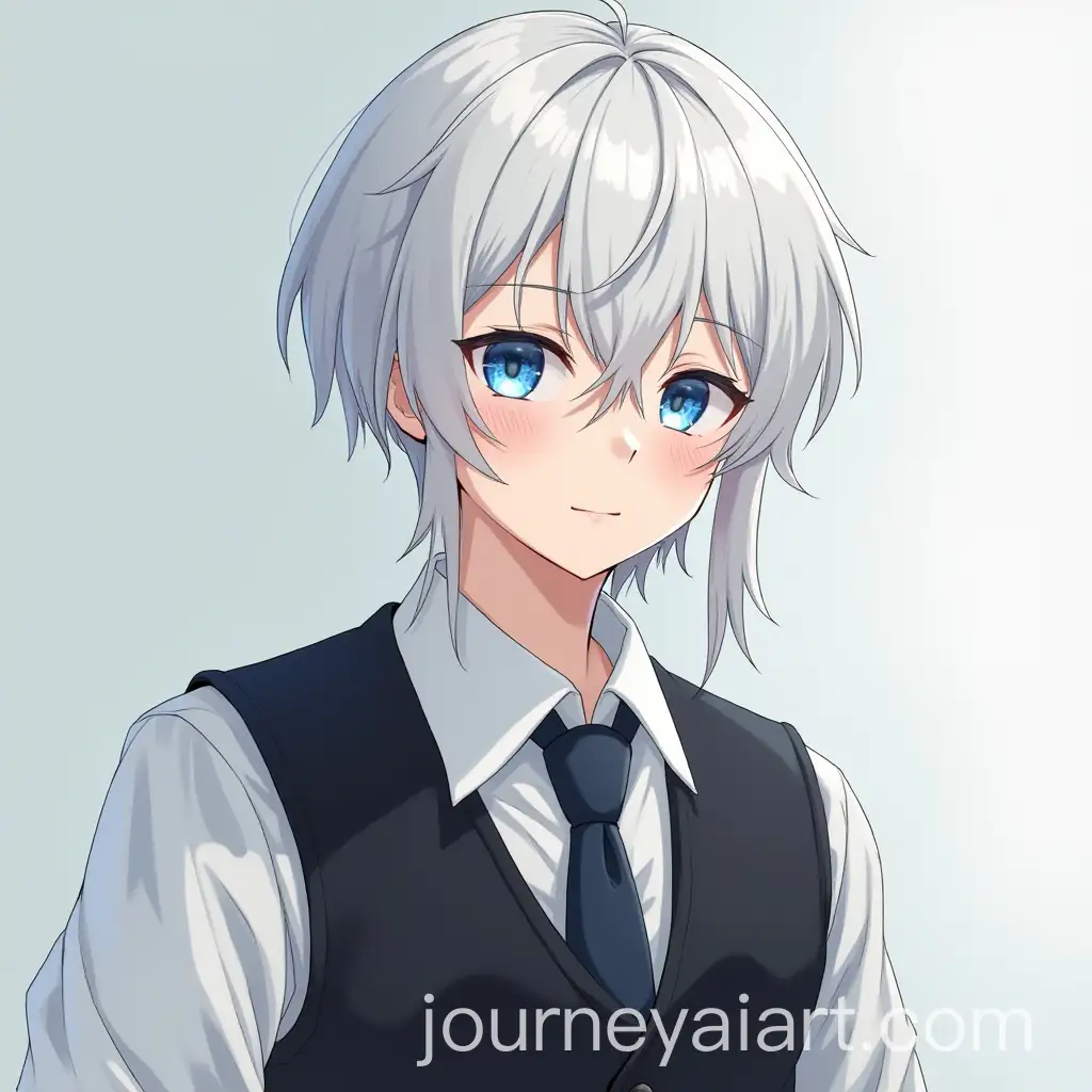 Boy-with-White-Hair-and-SkyBlue-Eyes-Wearing-Black-Waistcoat
