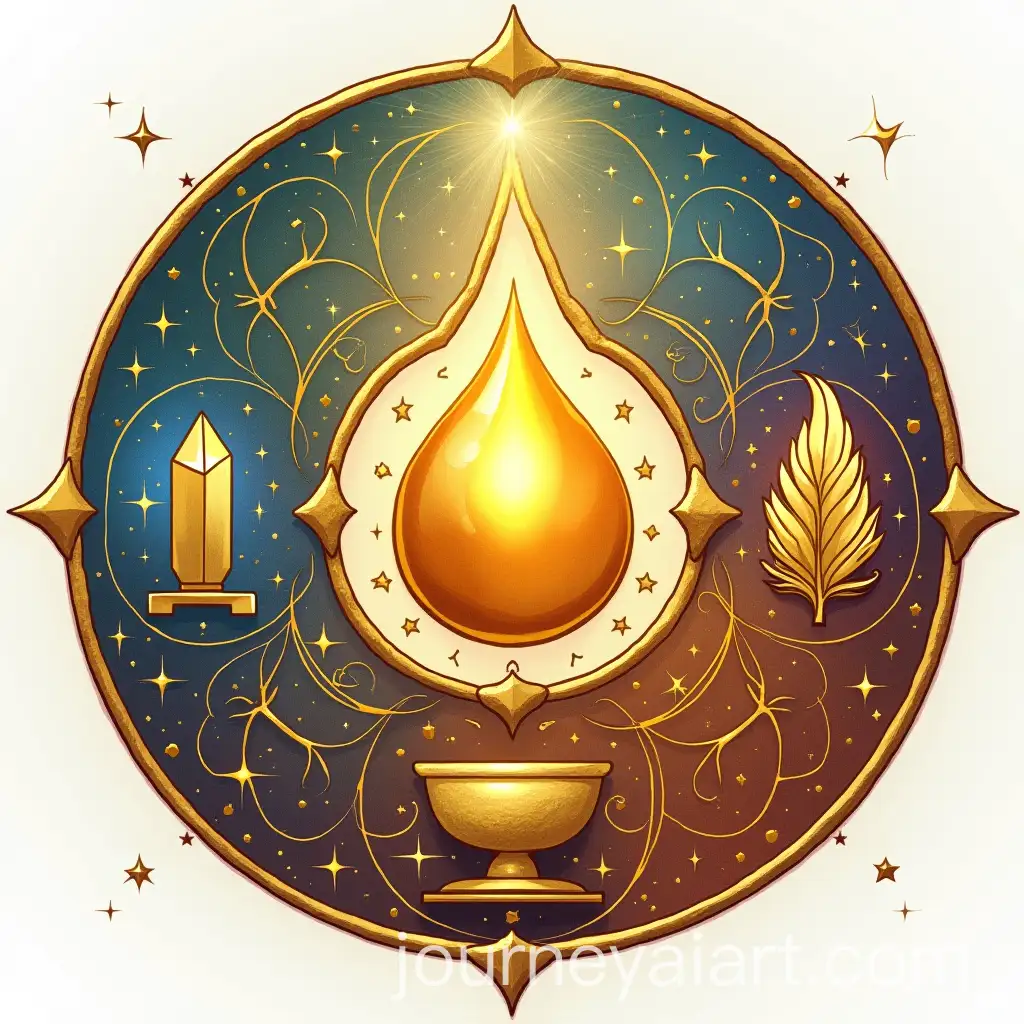 Golden-Drop-Symbol-with-Four-Elements-in-a-Spiral-Formation
