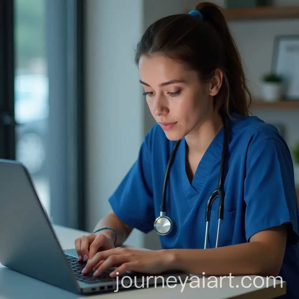 Veterinary-Medicine-Student-Typing-MyCoach-Vet-on-Laptop