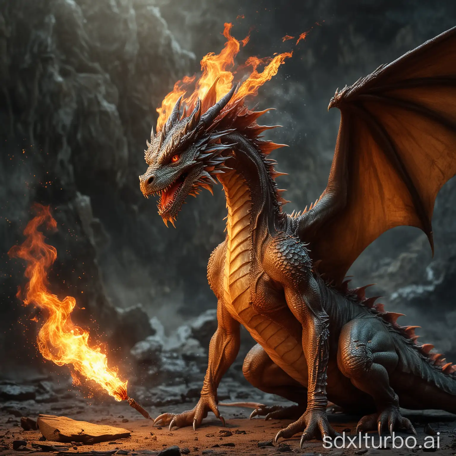 Pregnant-Female-Dragon-Spitting-Fire