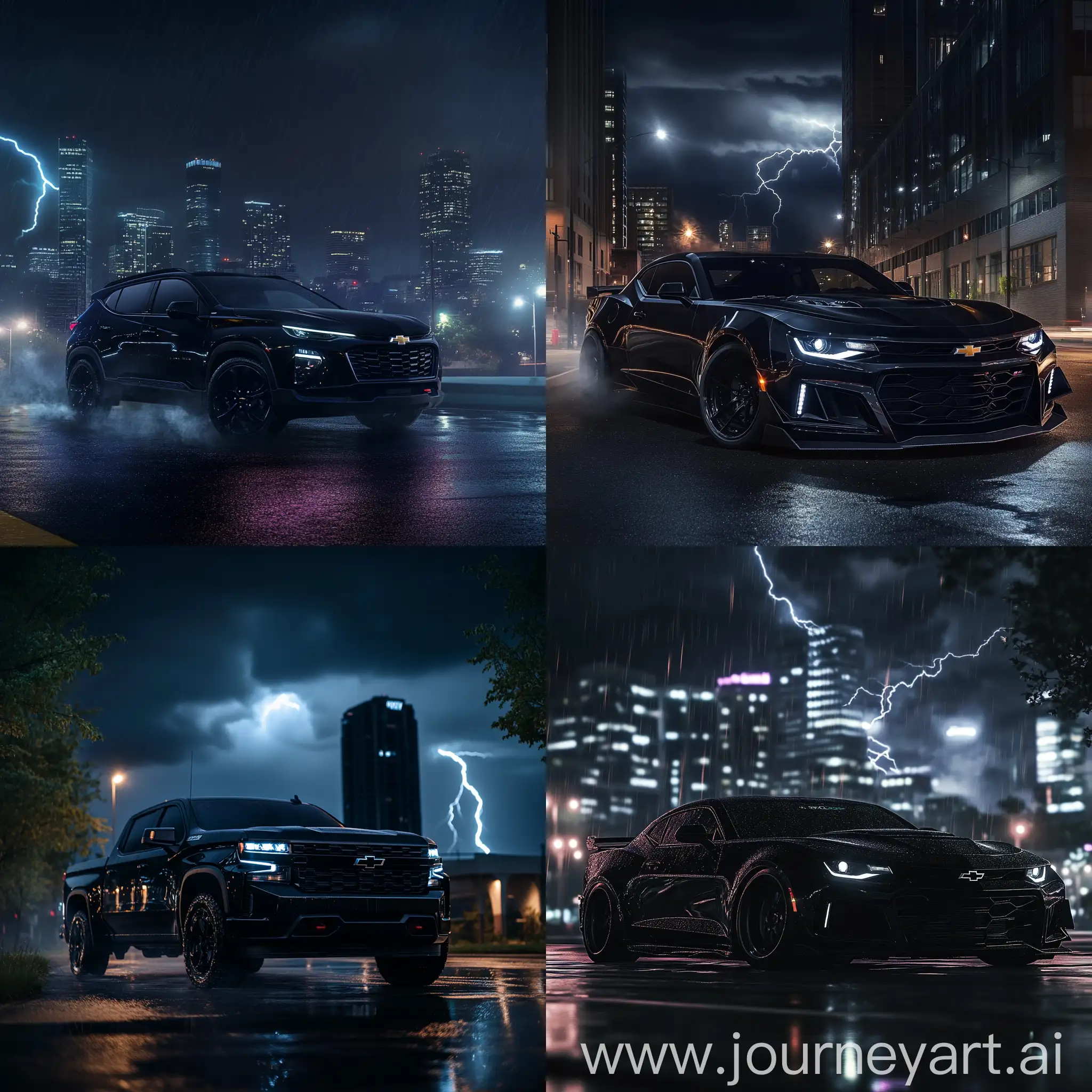 Chevrolet-Onyx-Black-Color-Night-City-Lightning-Sky