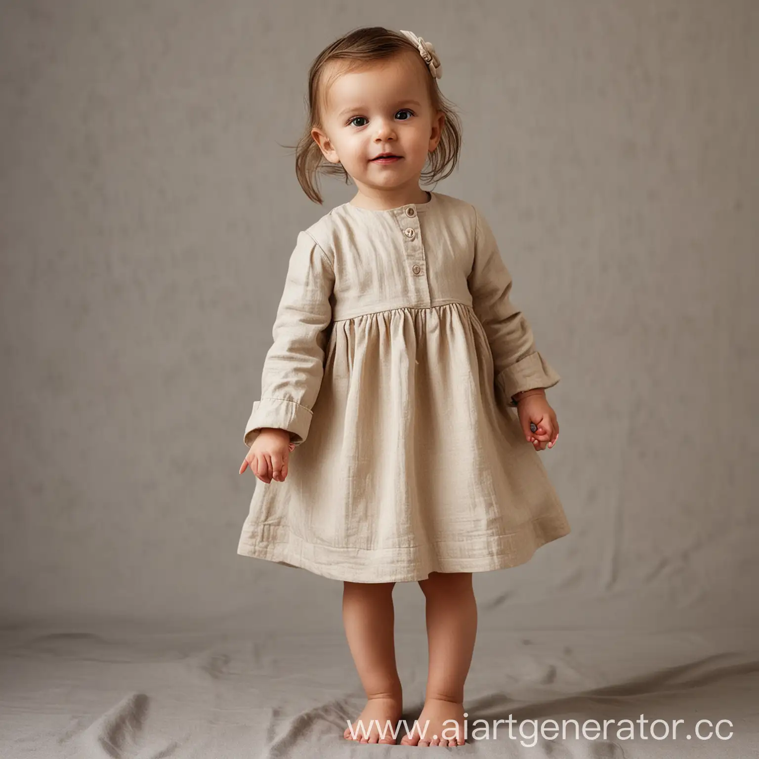 Scandinavian-Style-Beige-Linen-Dress-for-TwoYearOld-Girl