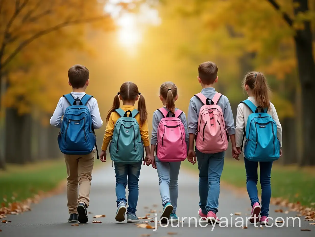 Children-Walking-to-School-Together-with-Backpacks