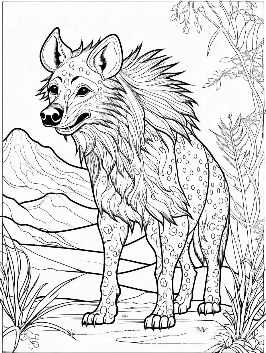 Gnoll-Coloring-Page-Hyenaheaded-Creature-from-Folklore-Black-and-White-Line-Art