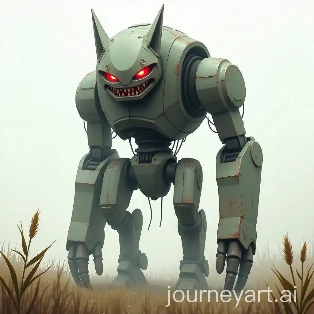 Large-Bipedal-Mechs-Made-of-Scrap-Steel-with-Grimacing-Expressions-in-Ghostly-Crop-Fields