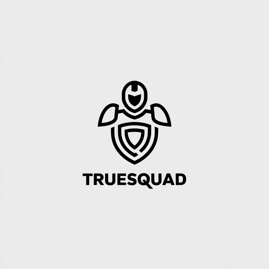 LOGO Design for TRUESQUAD Minimalistic Armor Symbol with Clear Background