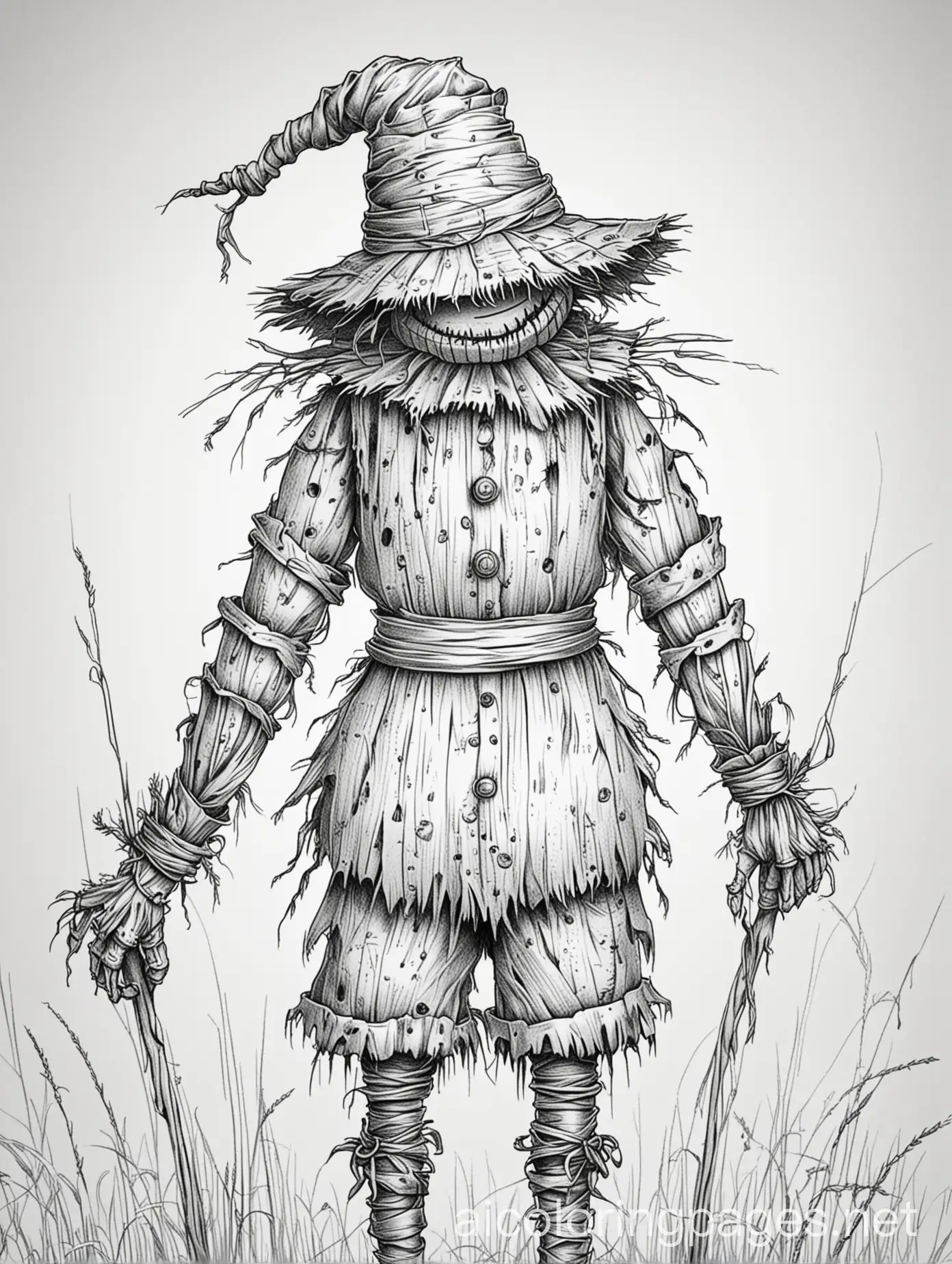 Creepy-Straw-Scarecrow-Coloring-Page