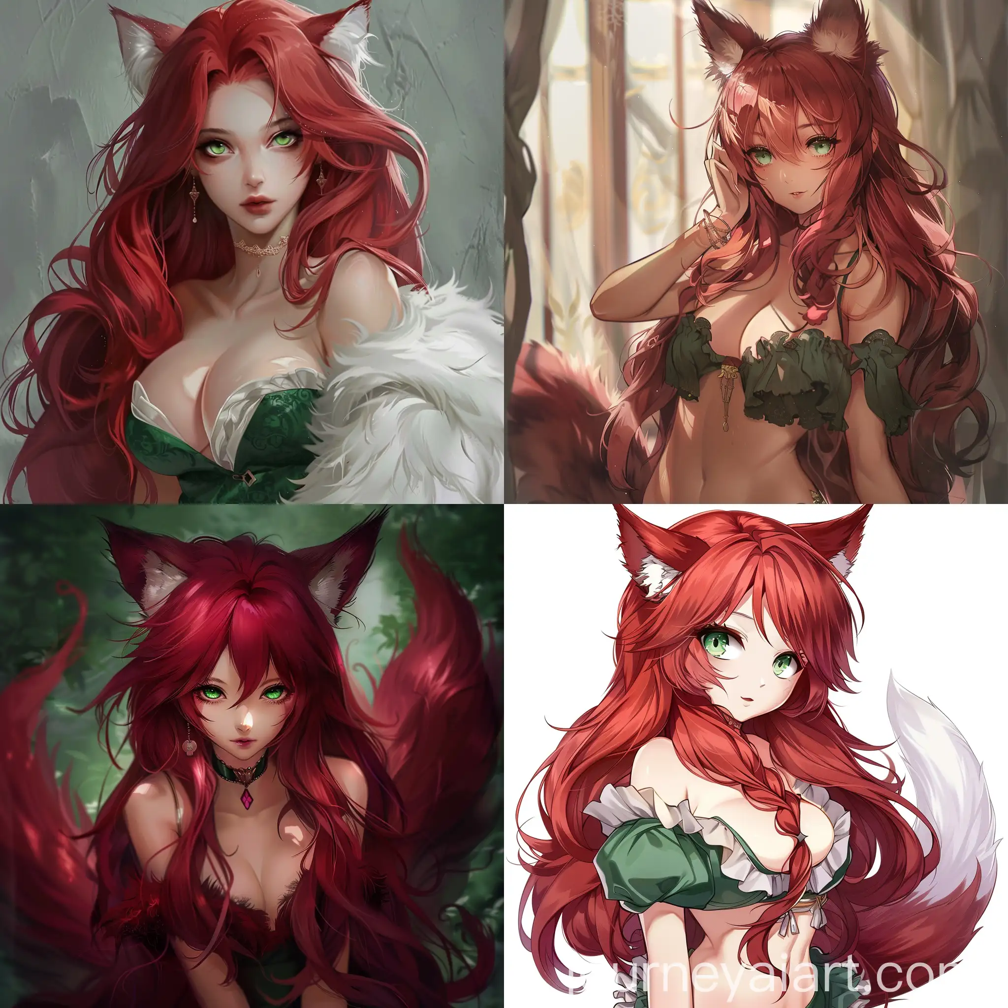 Anime-Style-Woman-with-Long-Wavy-Burgundy-Hair-and-Fox-Features