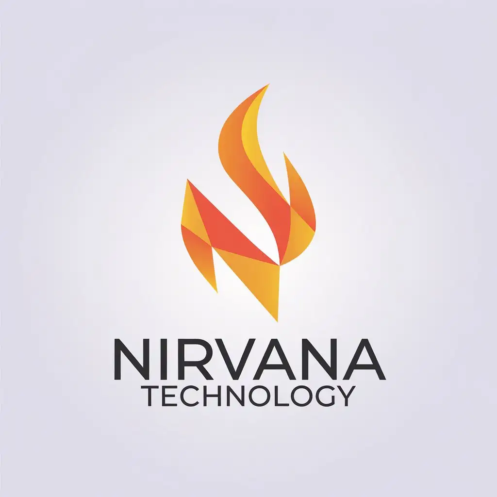 a vector logo design,with the text "Nirvana Technology", main symbol:N flame lightning,Minimalistic,be used in Technology industry,clear background