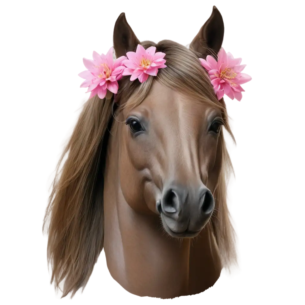 PNG-Horse-Head-with-Pink-Flowers-Artistic-Image-Creation-for-Online-Presence