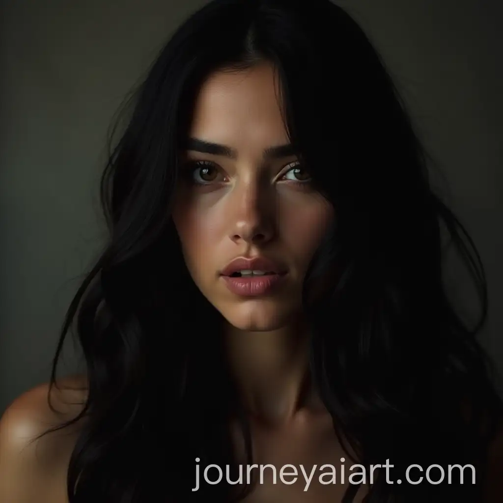 Dark-Long-Hair-Beautiful-Woman-Portrait