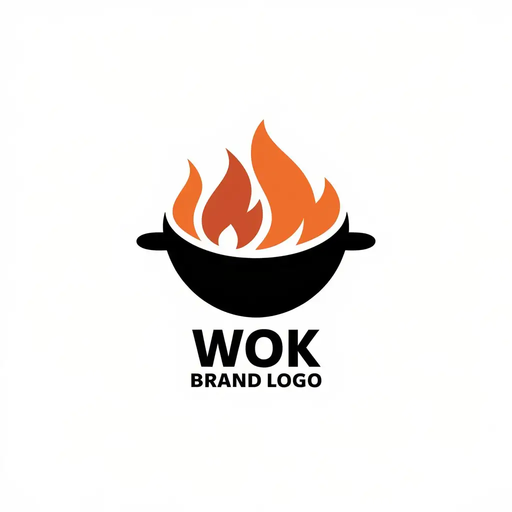 LOGO Design For Wok Brand Abstract Hotpot Symbol with Culinary Flair