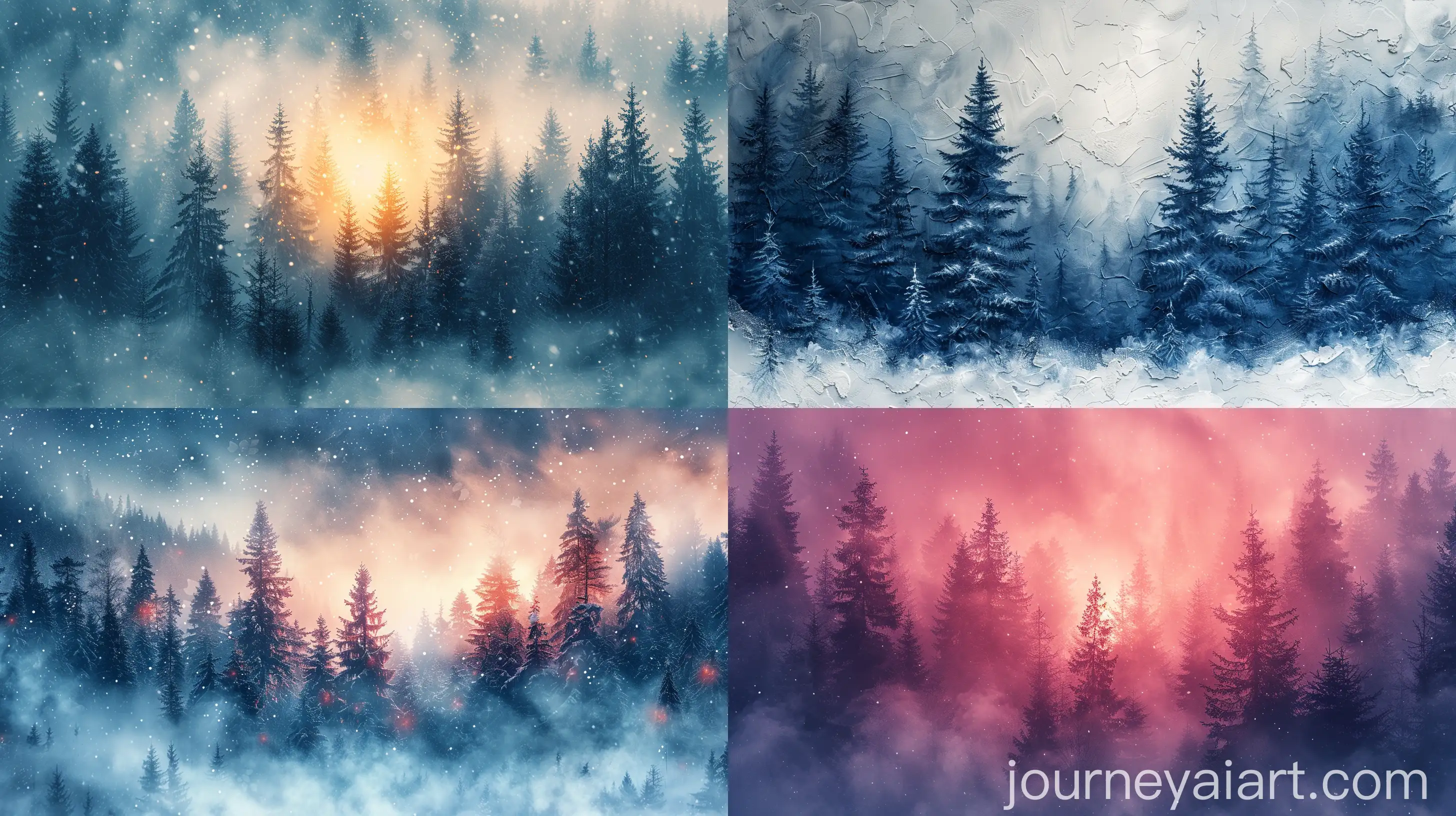 Abstract-Festive-Background-Winter-Forest-and-Snowflakes