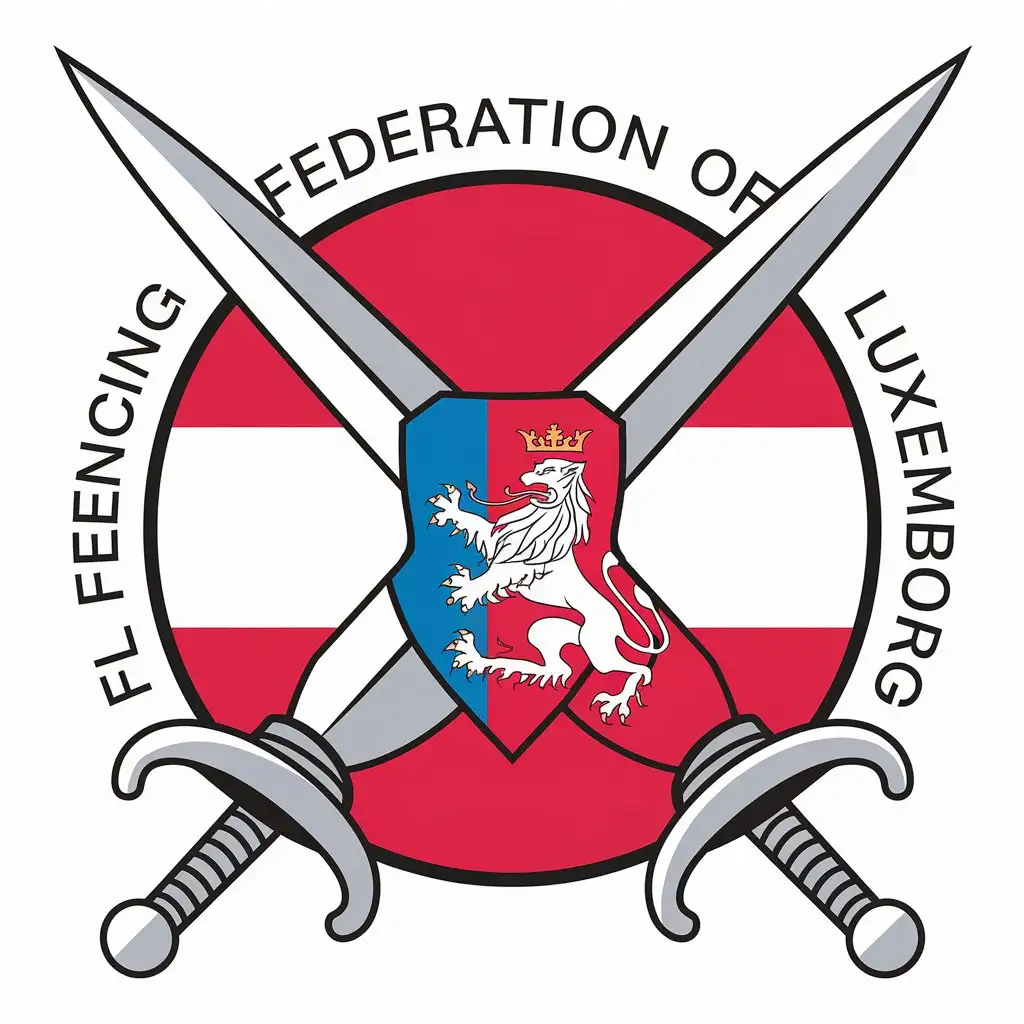 LOGO Design for FLE Modern Fencing Federation of Luxembourg with National Colors and Sword Motif