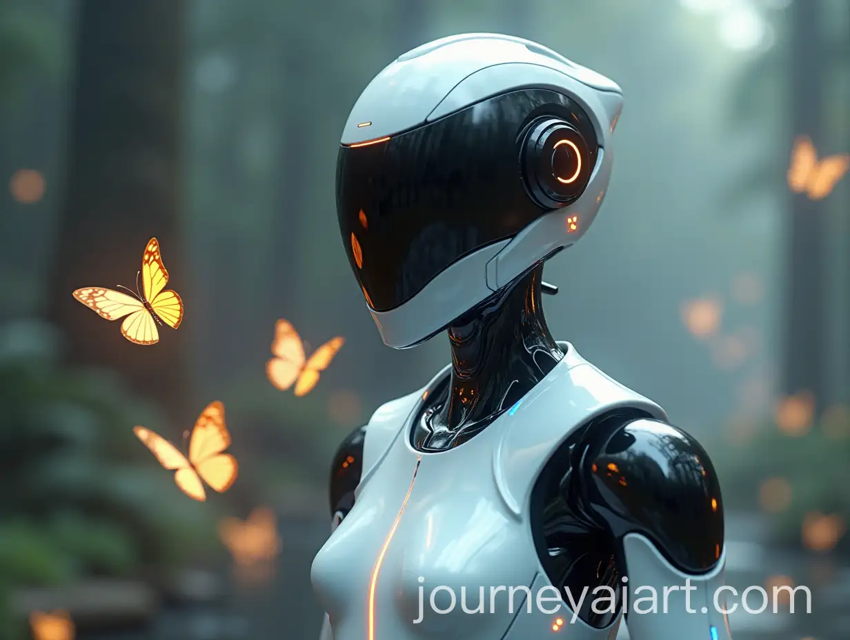 Futuristic-Humanoid-Robot-with-Glowing-Butterflies-in-a-Striking-Contrast-of-Technology-and-Nature