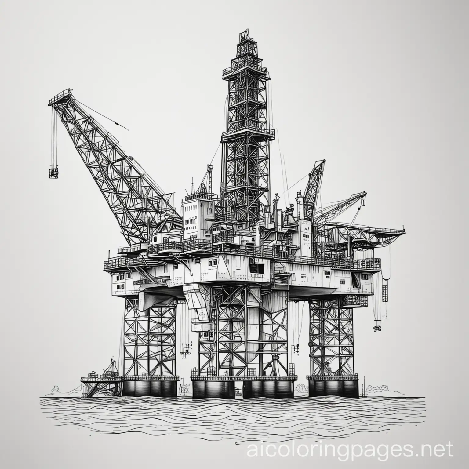 Simple Oil Rig Coloring Page for Kids with Clear Line Art | AI Coloring ...