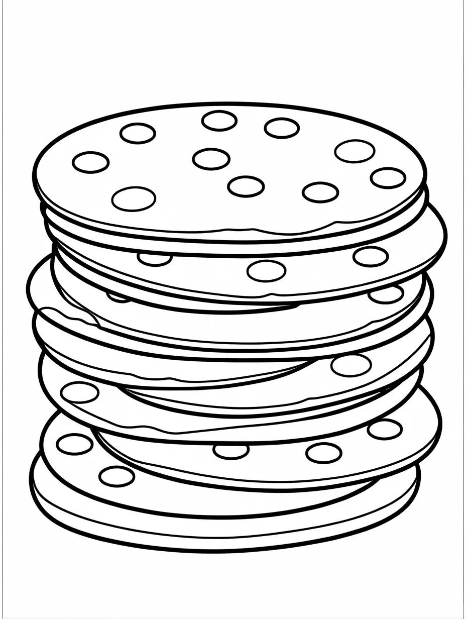 a chocolate chip cookie, Coloring Page, black and white, line art, white background, Simplicity, Ample White Space. The background of the coloring page is plain white to make it easy for young children to color within the lines. The outlines of all the subjects are easy to distinguish, making it simple for kids to color without too much difficulty