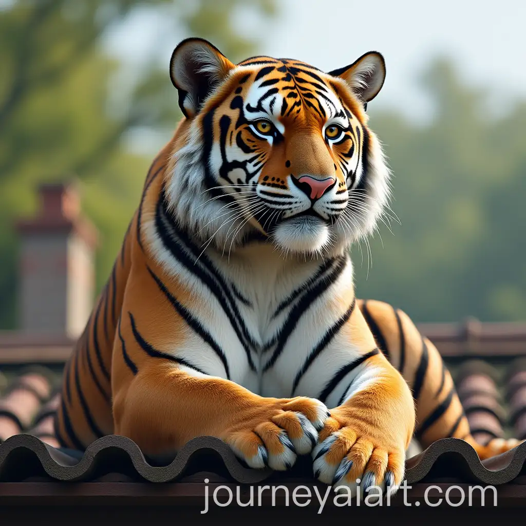Majestic-Tiger-on-a-Roof-in-Urban-Setting