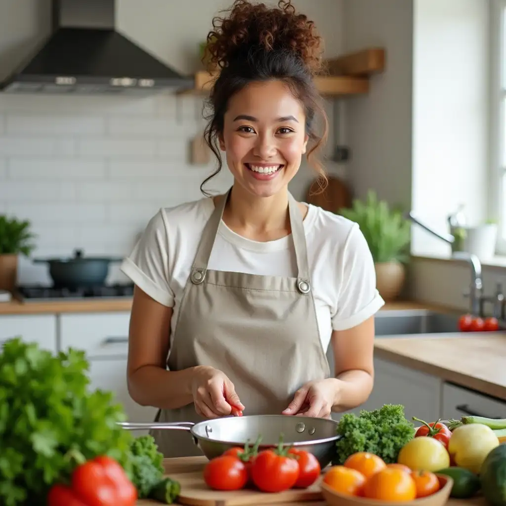 Cheerful-Woman-Cooking-in-Bright-Modern-Kitchen-with-Fresh-Vegetables