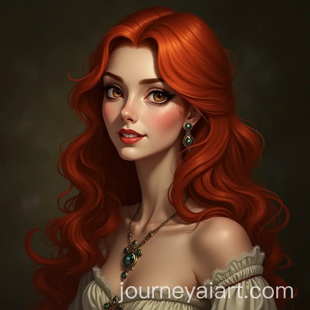 Smirking-Woman-with-Red-Hair-in-Ancient-Dress