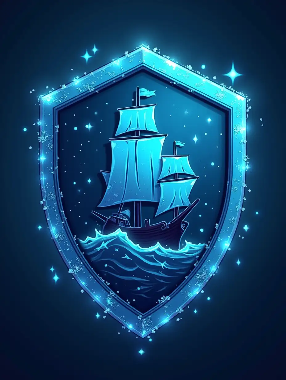 Create a logo for Storm alliance, my logo should be  a shield ship to write inside it ICE, Nr1 alliances, survival 