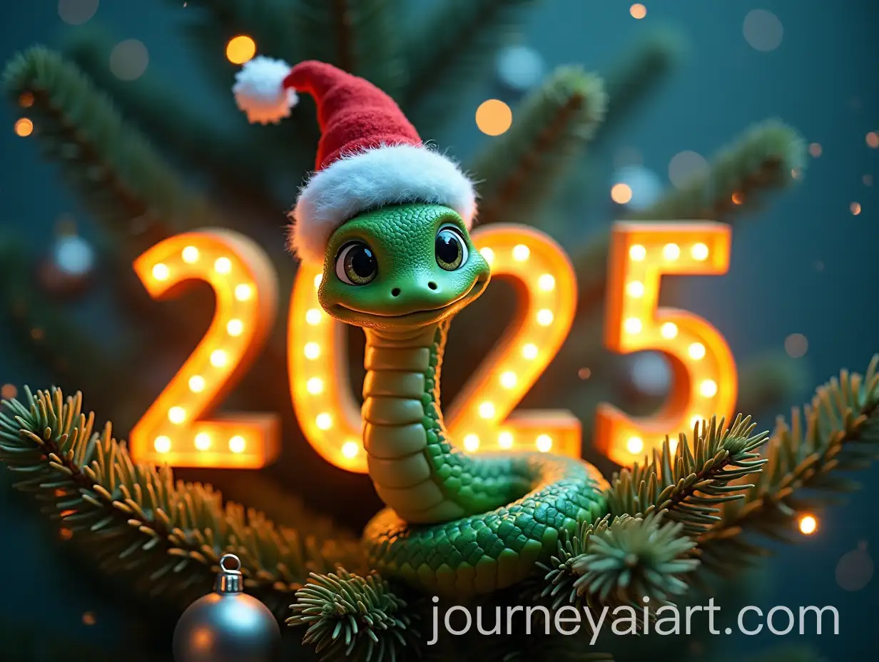 Cute-Green-Snake-with-Santa-Hat-and-2025-Golden-Numbers-Surrounded-by-Holiday-Magic