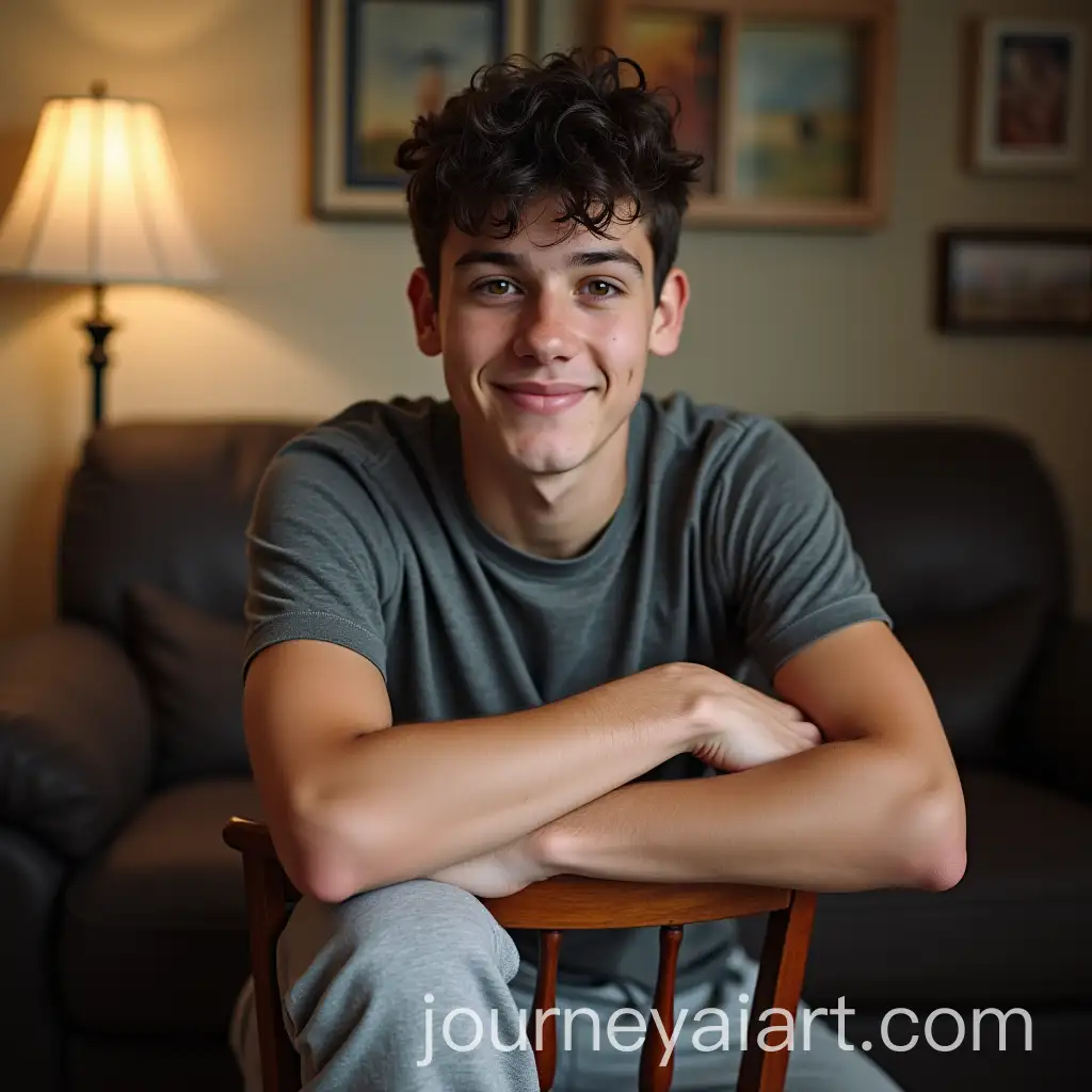 Teenage-Sons-First-Day-of-High-School-in-Casual-Living-Room