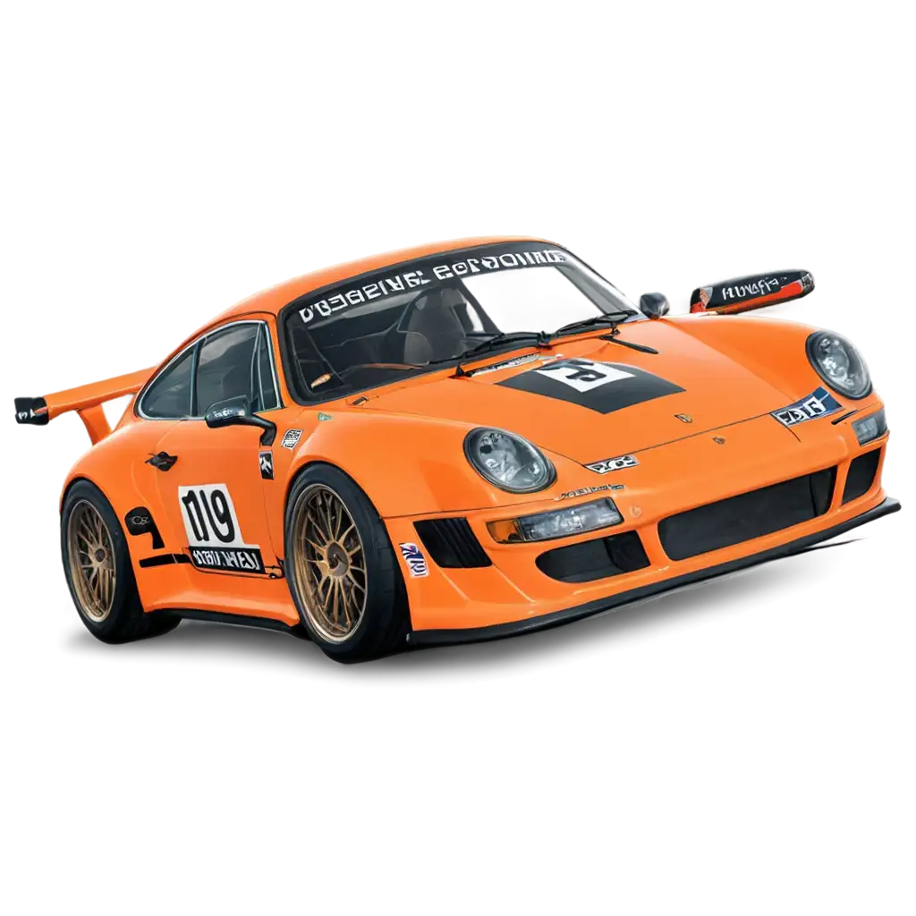 Porsche-RWB-Orange-with-Start-Number-19-PNG-Image-HighQuality-and-Versatile-for-Various-Uses