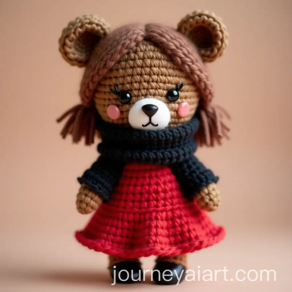Amigurumi-Little-Girl-with-Brown-Bear-Ears-and-Red-Lollipop-Dress