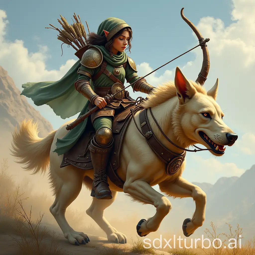 Halfling-Paladin-Archer-Riding-Goblin-Dog