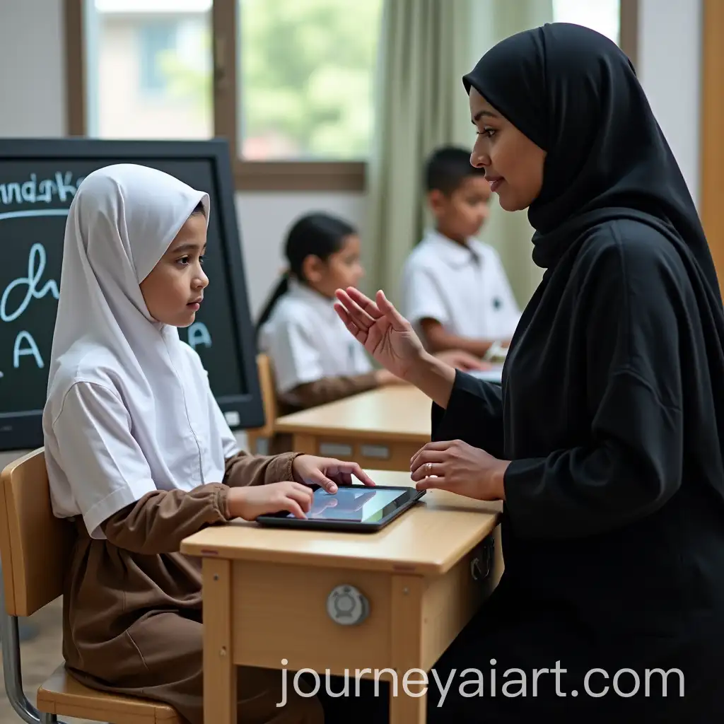 Omani-School-Classroom-with-8YearOld-Student-Using-iPad-During-Ramadan